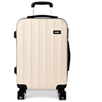 Kono Maleta de Cabina de ABS de 20 Pulgadas con Esculpido en Forma Vertical-4 Ruedas (39L-Beige)